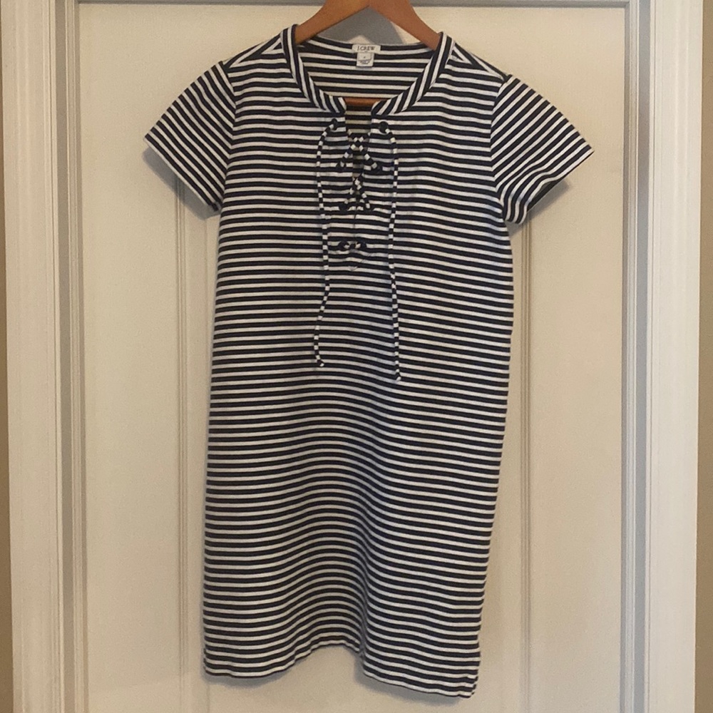 J. Crew Size S Navy and White Stripe dress